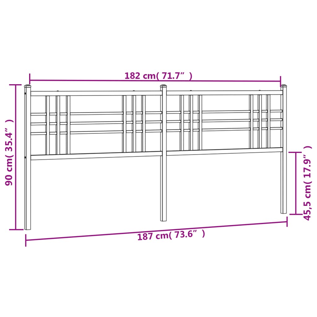 vidaXL Tăblie de pat metalică, negru, 180 cm vidaXL Tăblie de pat metalică, negru, 180 cm