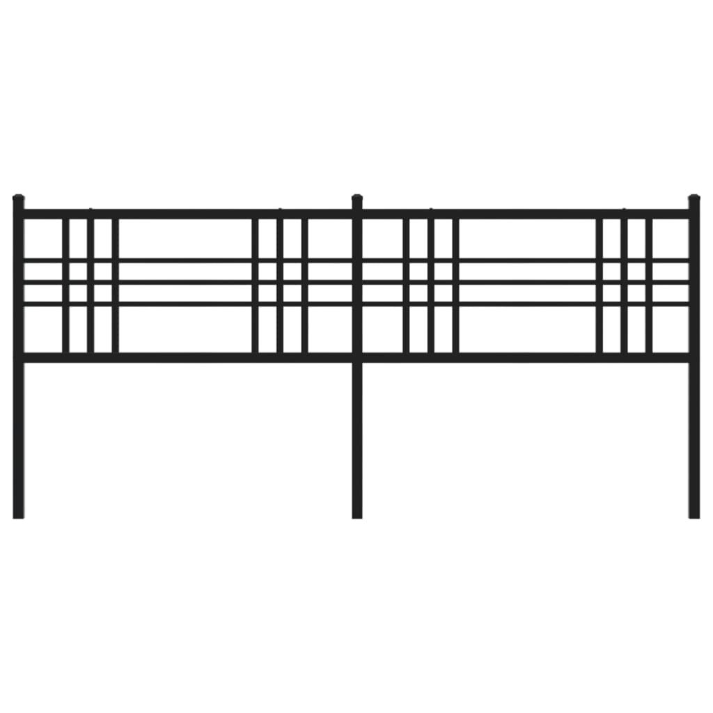 vidaXL Tăblie de pat metalică, negru, 200 cm