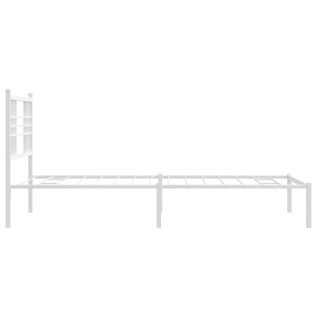 vidaXL Cadru de pat din metal cu tăblie, alb, 107x203 cm