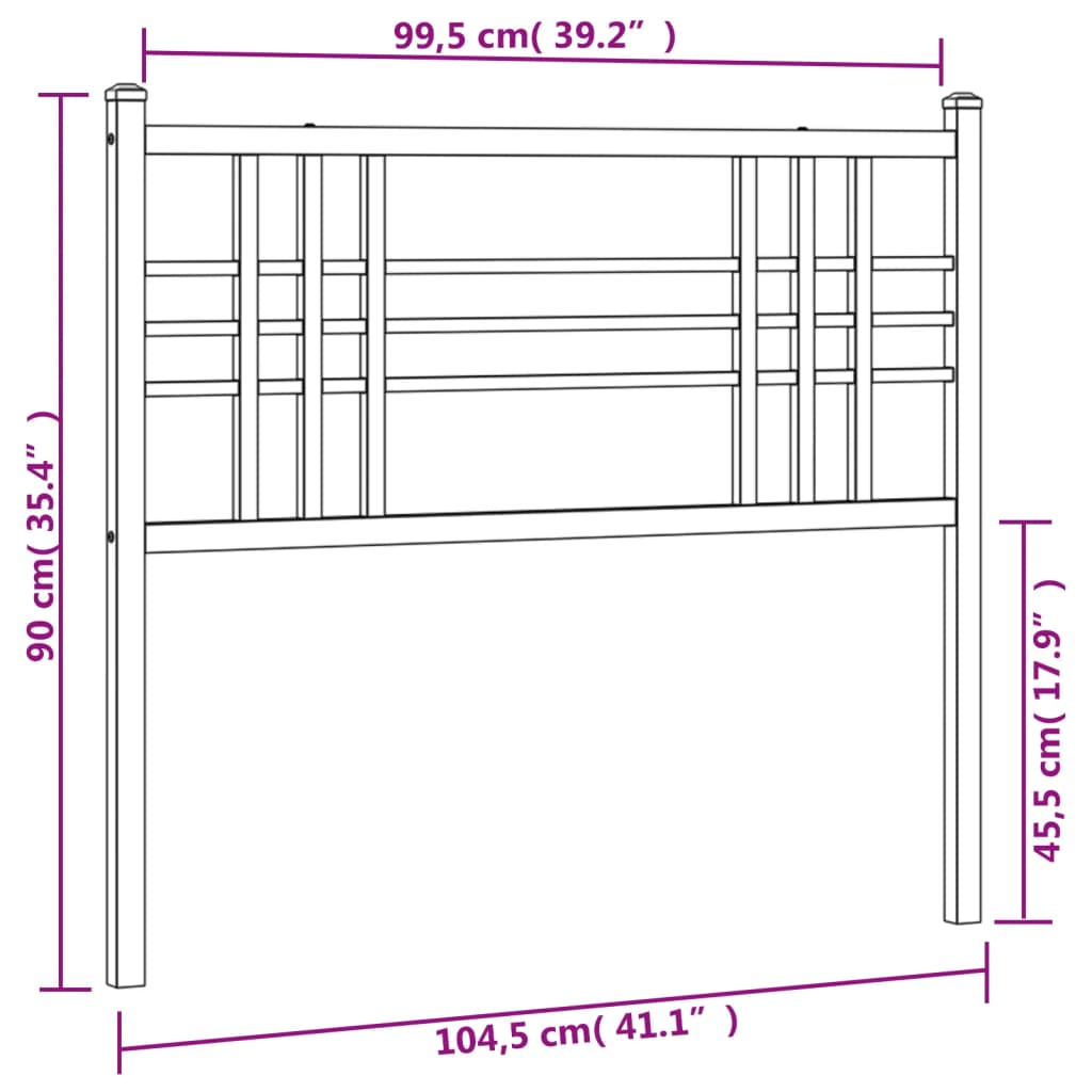 vidaXL Tăblie de pat metalică, alb, 100 cm