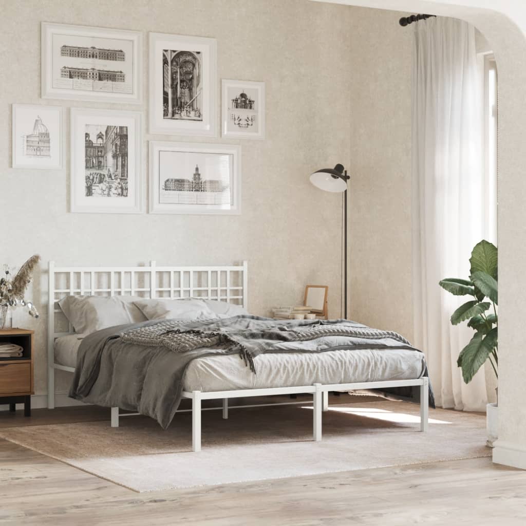 vidaXL Tăblie de pat metalică, alb, 120 cm