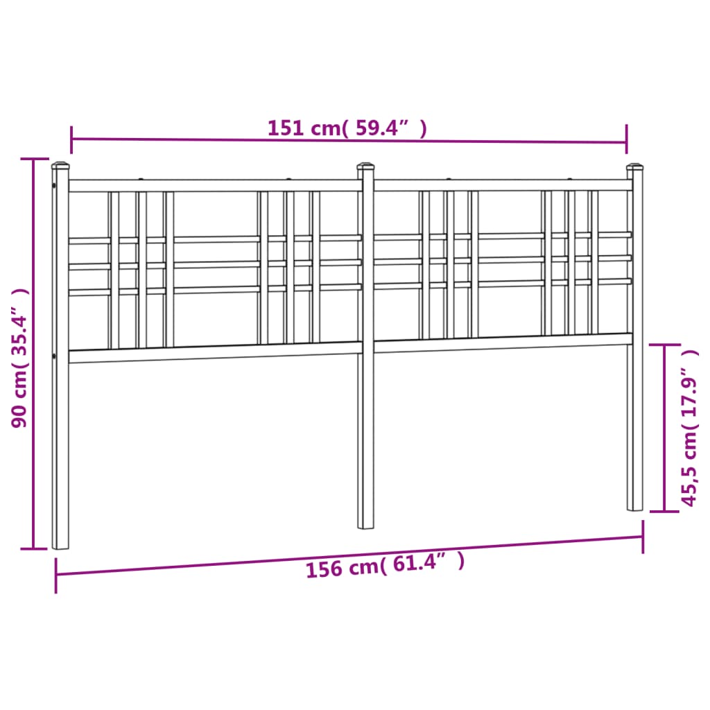 vidaXL Tăblie de pat metalică, alb, 150 cm