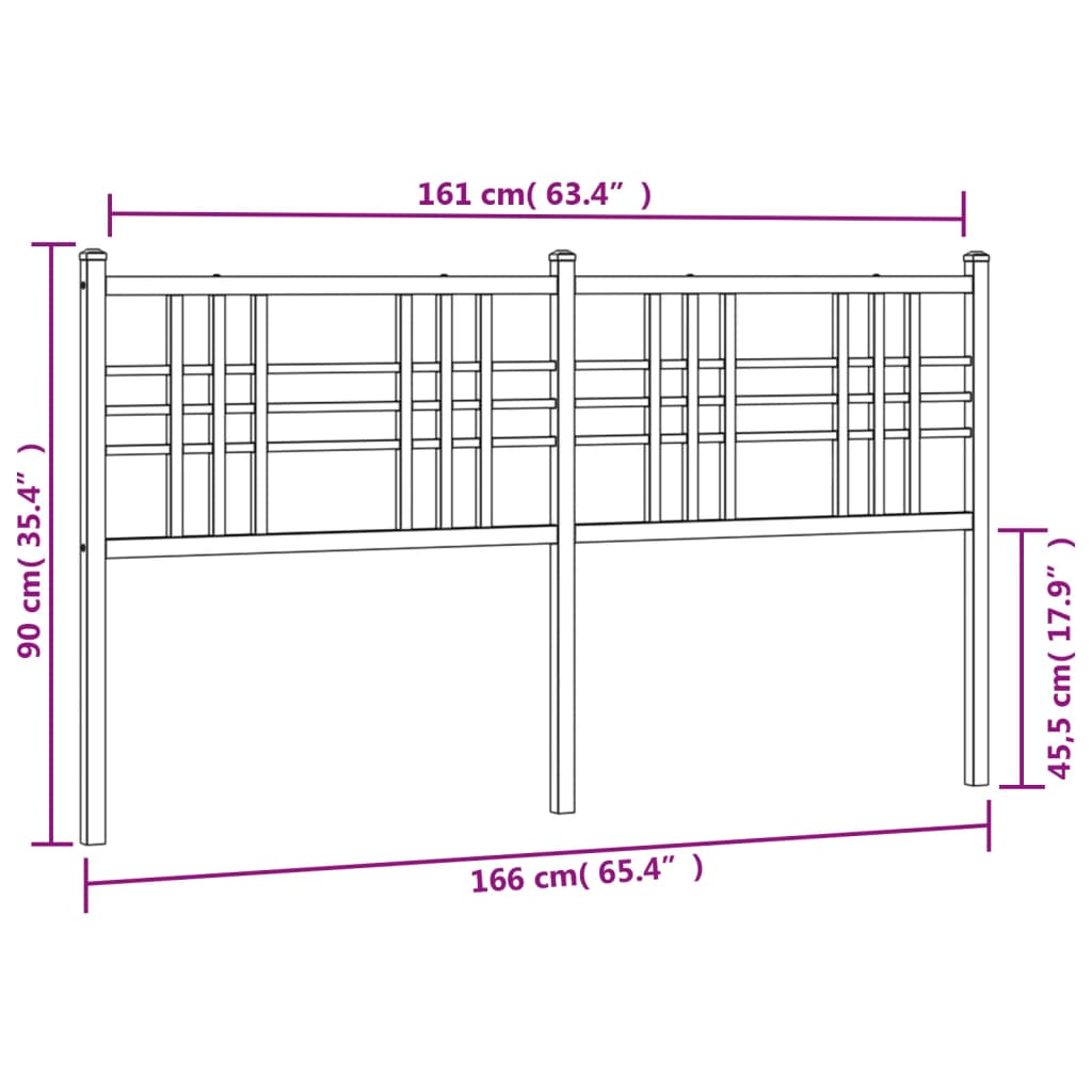 vidaXL Tăblie de pat metalică, alb, 160 cm