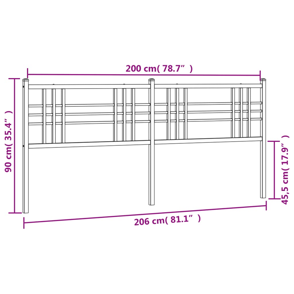 vidaXL Tăblie de pat metalică, alb, 200 cm vidaXL Tăblie de pat metalică, alb, 200 cm