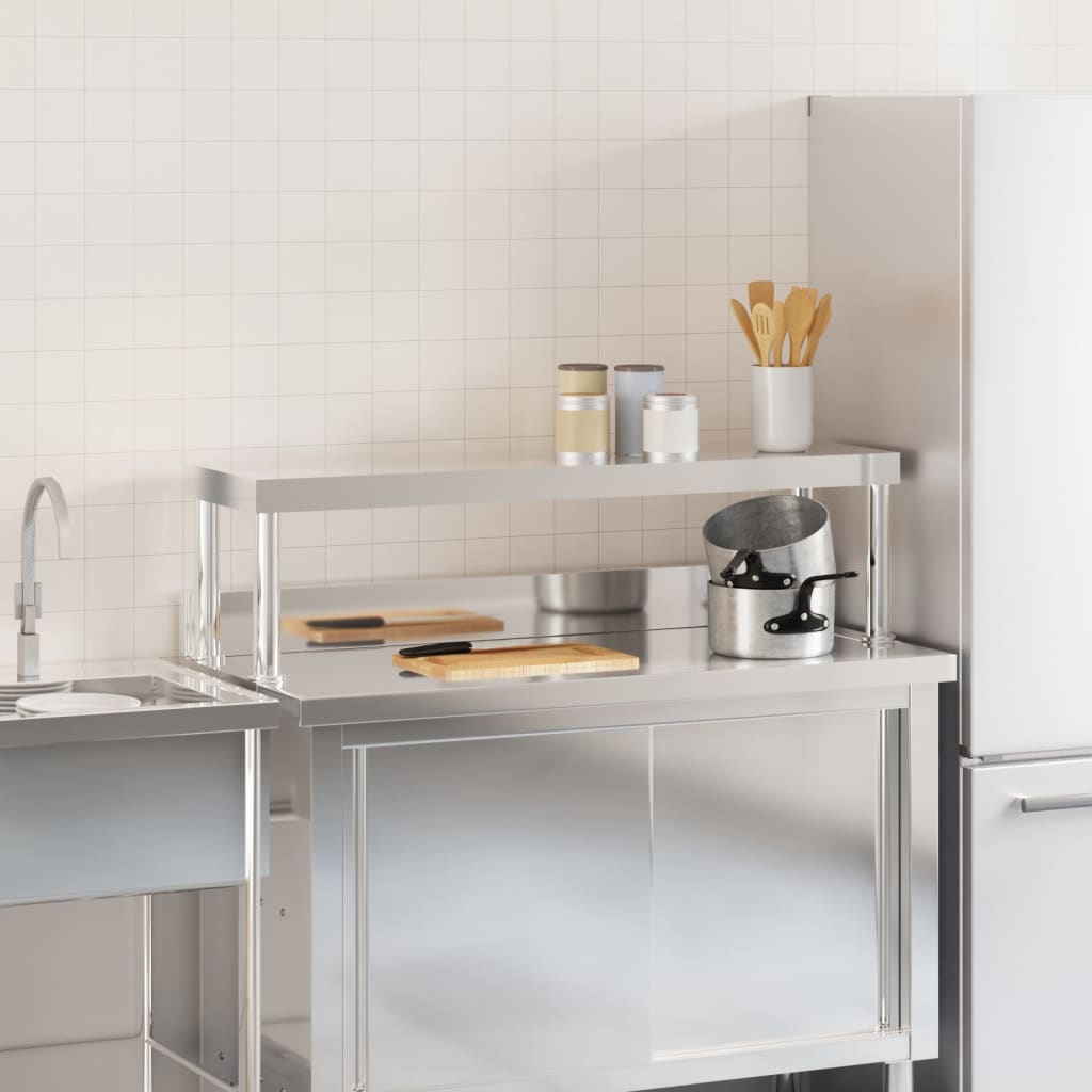 vidaXL Raft superior masă de lucru, 110x30x35 cm, oțel inoxidabil vidaXL Raft superior masă de lucru, 110x30x35 cm, oțel inoxidabil