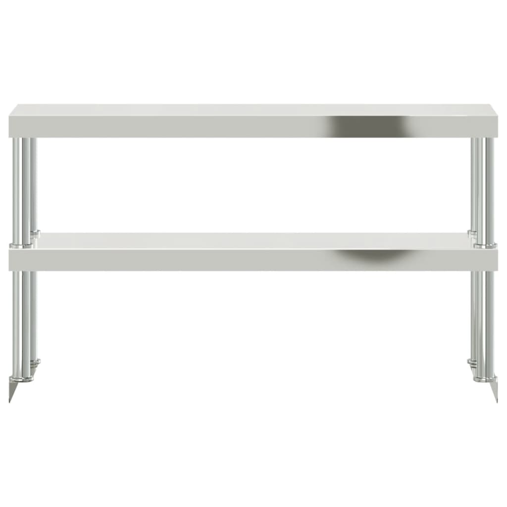vidaXL Raft cu 2 niveluri masă de lucru, 110x30x35 cm, oțel inoxidabil vidaXL Raft cu 2 niveluri masă de lucru, 110x30x35 cm, oțel inoxidabil