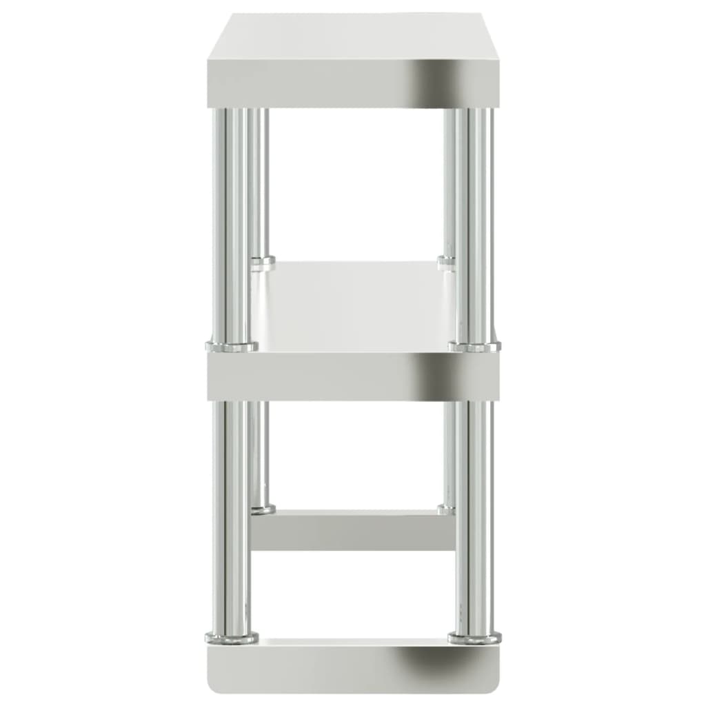 vidaXL Raft cu 2 niveluri masă de lucru, 110x30x35 cm, oțel inoxidabil vidaXL Raft cu 2 niveluri masă de lucru, 110x30x35 cm, oțel inoxidabil