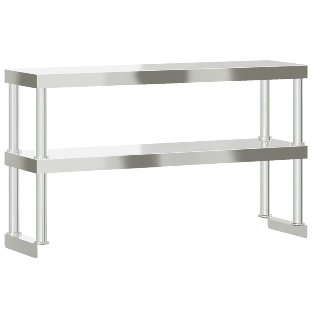 vidaXL Raft cu 2 niveluri masă de lucru, 110x30x35 cm, oțel inoxidabil vidaXL Raft cu 2 niveluri masă de lucru, 110x30x35 cm, oțel inoxidabil