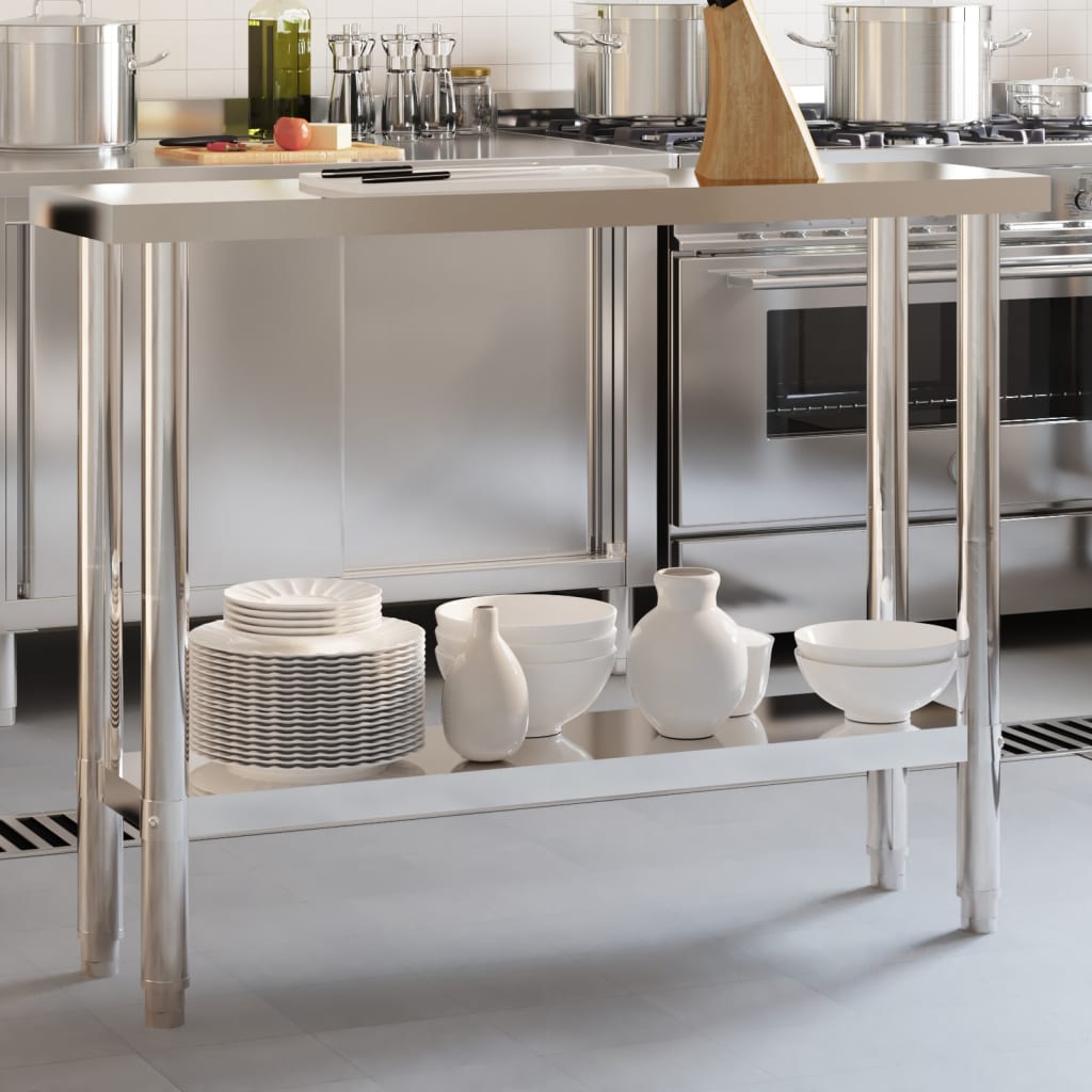 vidaXL Masă de lucru pentru bucătărie, 110x30x85 cm, oțel inoxidabil vidaXL Masă de lucru pentru bucătărie, 110x30x85 cm, oțel inoxidabil