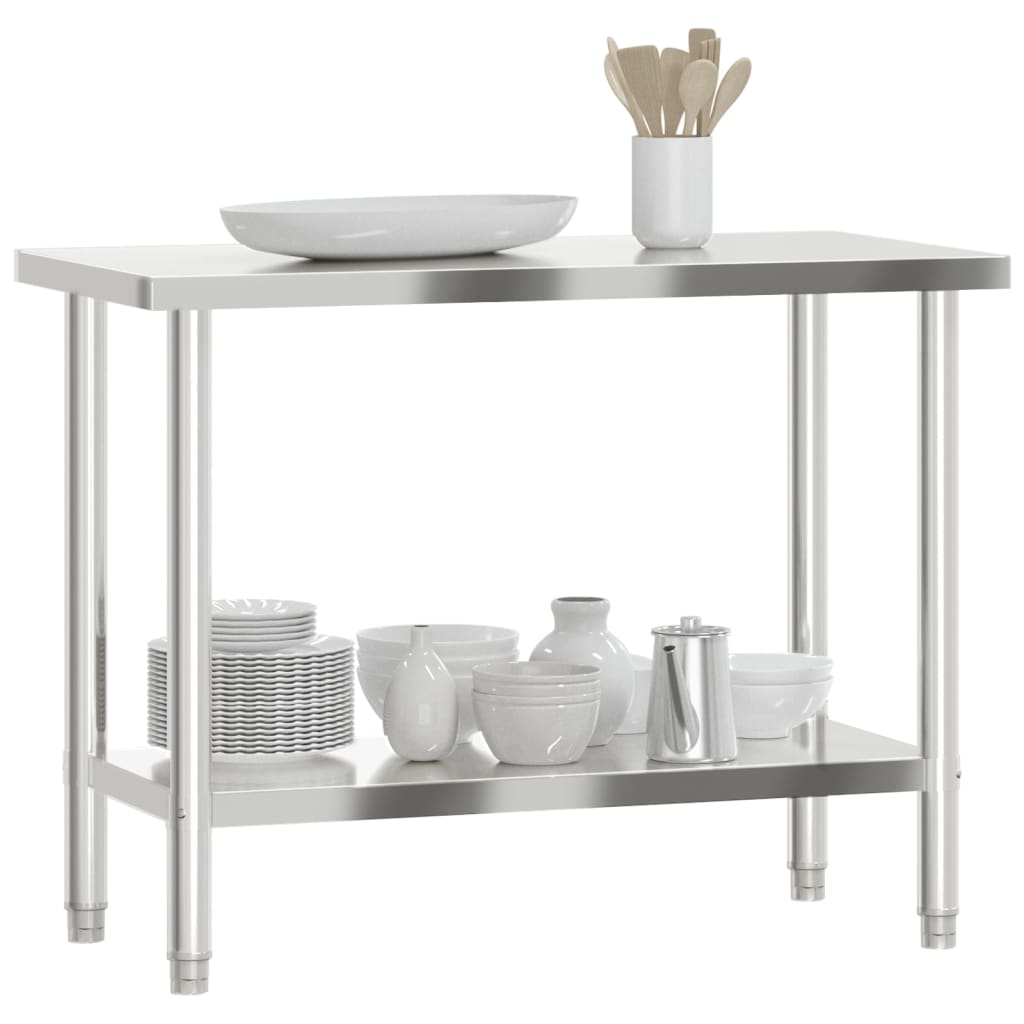 vidaXL Masă de lucru pentru bucătărie, 110x55x85 cm, oțel inoxidabil vidaXL Masă de lucru pentru bucătărie, 110x55x85 cm, oțel inoxidabil