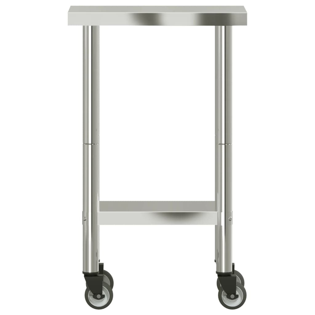 vidaXL Masă de lucru bucătărie cu roți, 55x30x85 cm, oțel inoxidabil vidaXL Masă de lucru bucătărie cu roți, 55x30x85 cm, oțel inoxidabil