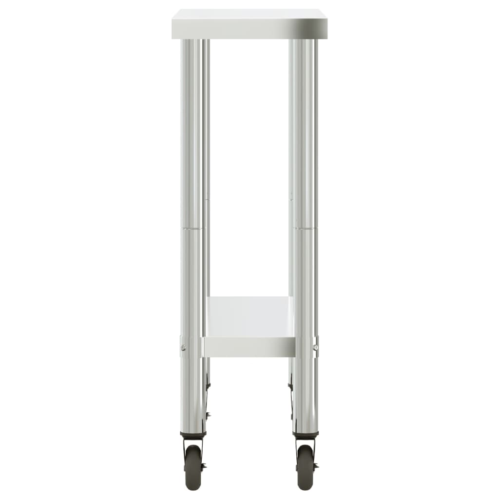 vidaXL Masă de lucru bucătărie cu roți, 82,5x30x85 cm, oțel inoxidabil vidaXL Masă de lucru bucătărie cu roți, 82,5x30x85 cm, oțel inoxidabil