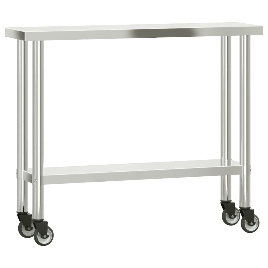 vidaXL Masă de lucru bucătărie cu roți, 100x30x85 cm, oțel inoxidabil vidaXL Masă de lucru bucătărie cu roți, 100x30x85 cm, oțel inoxidabil