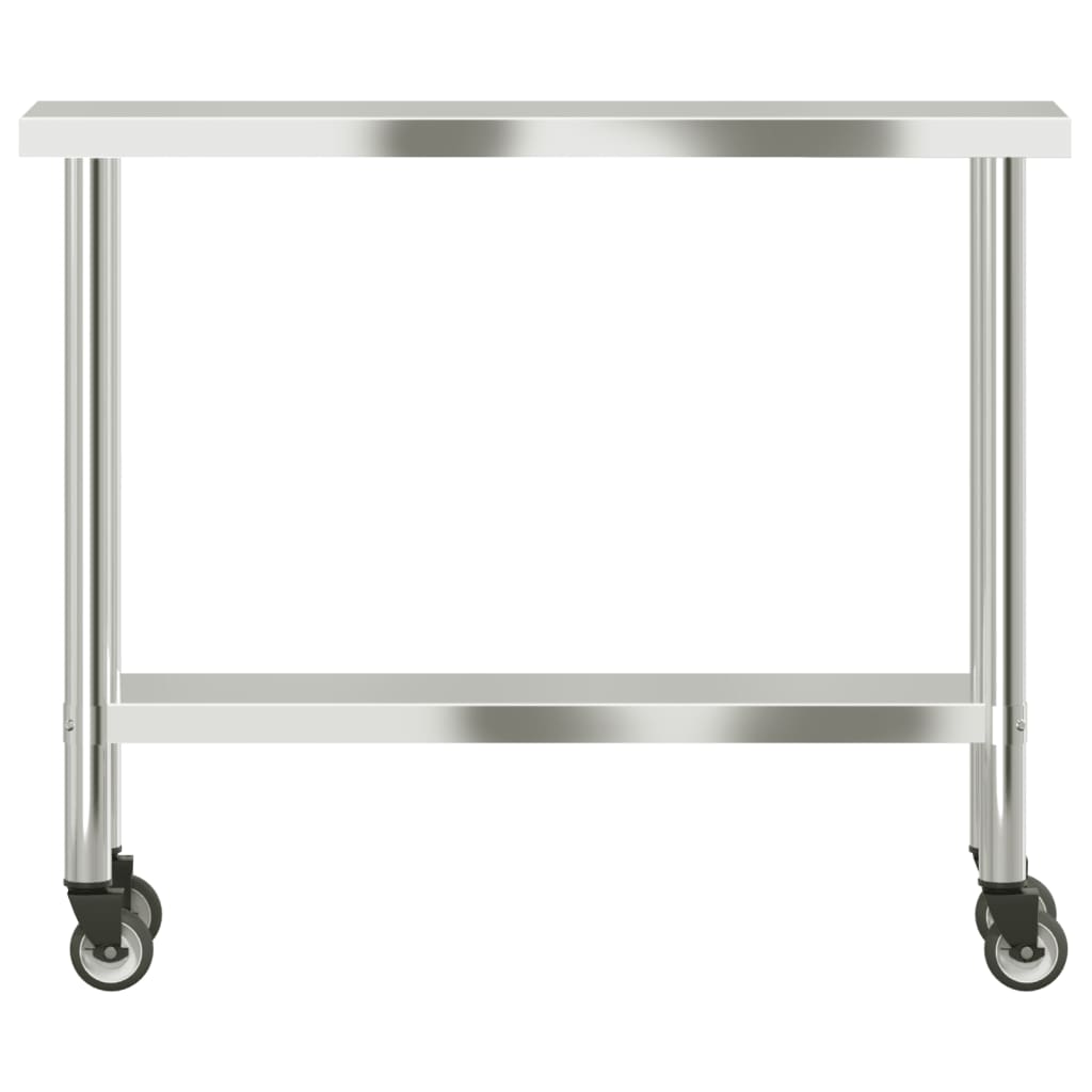 vidaXL Masă de lucru bucătărie cu roți, 100x30x85 cm, oțel inoxidabil vidaXL Masă de lucru bucătărie cu roți, 100x30x85 cm, oțel inoxidabil