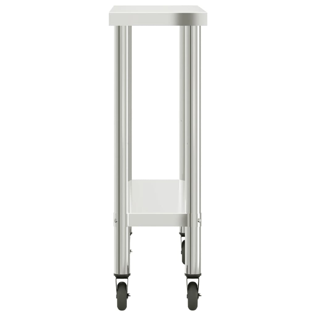 vidaXL Masă de lucru bucătărie cu roți, 100x30x85 cm, oțel inoxidabil vidaXL Masă de lucru bucătărie cu roți, 100x30x85 cm, oțel inoxidabil