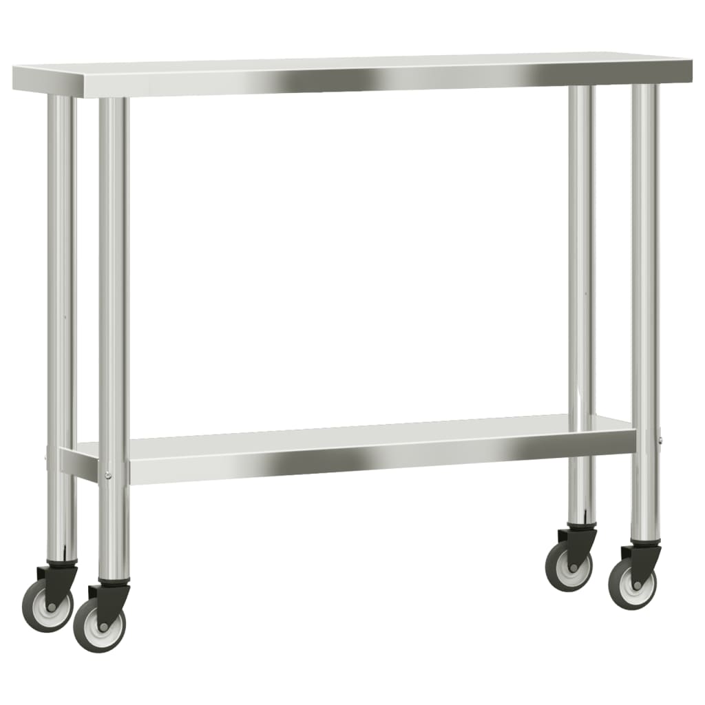 vidaXL Masă de lucru bucătărie cu roți, 100x30x85 cm, oțel inoxidabil vidaXL Masă de lucru bucătărie cu roți, 100x30x85 cm, oțel inoxidabil