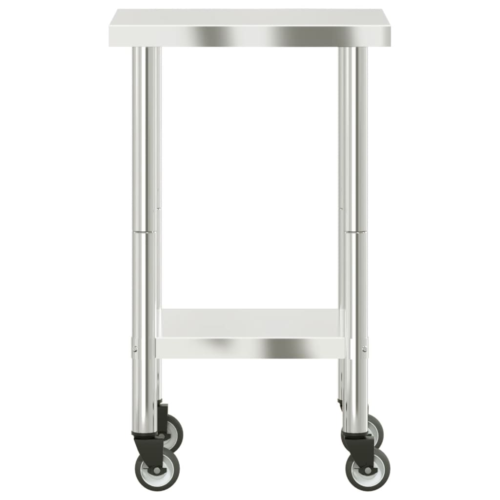 vidaXL Masă de lucru bucătărie cu roți, 55x55x85 cm, oțel inoxidabil vidaXL Masă de lucru bucătărie cu roți, 55x55x85 cm, oțel inoxidabil