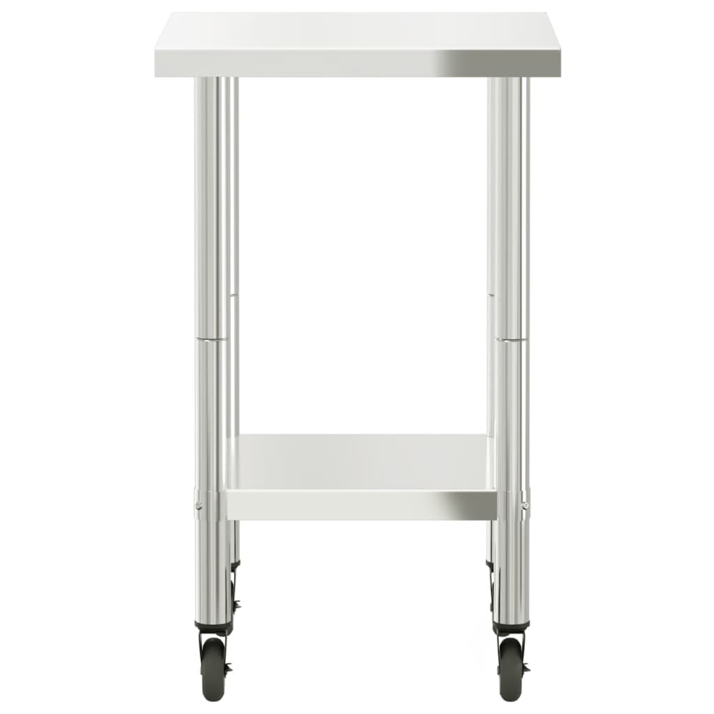 vidaXL Masă de lucru bucătărie cu roți, 55x55x85 cm, oțel inoxidabil vidaXL Masă de lucru bucătărie cu roți, 55x55x85 cm, oțel inoxidabil