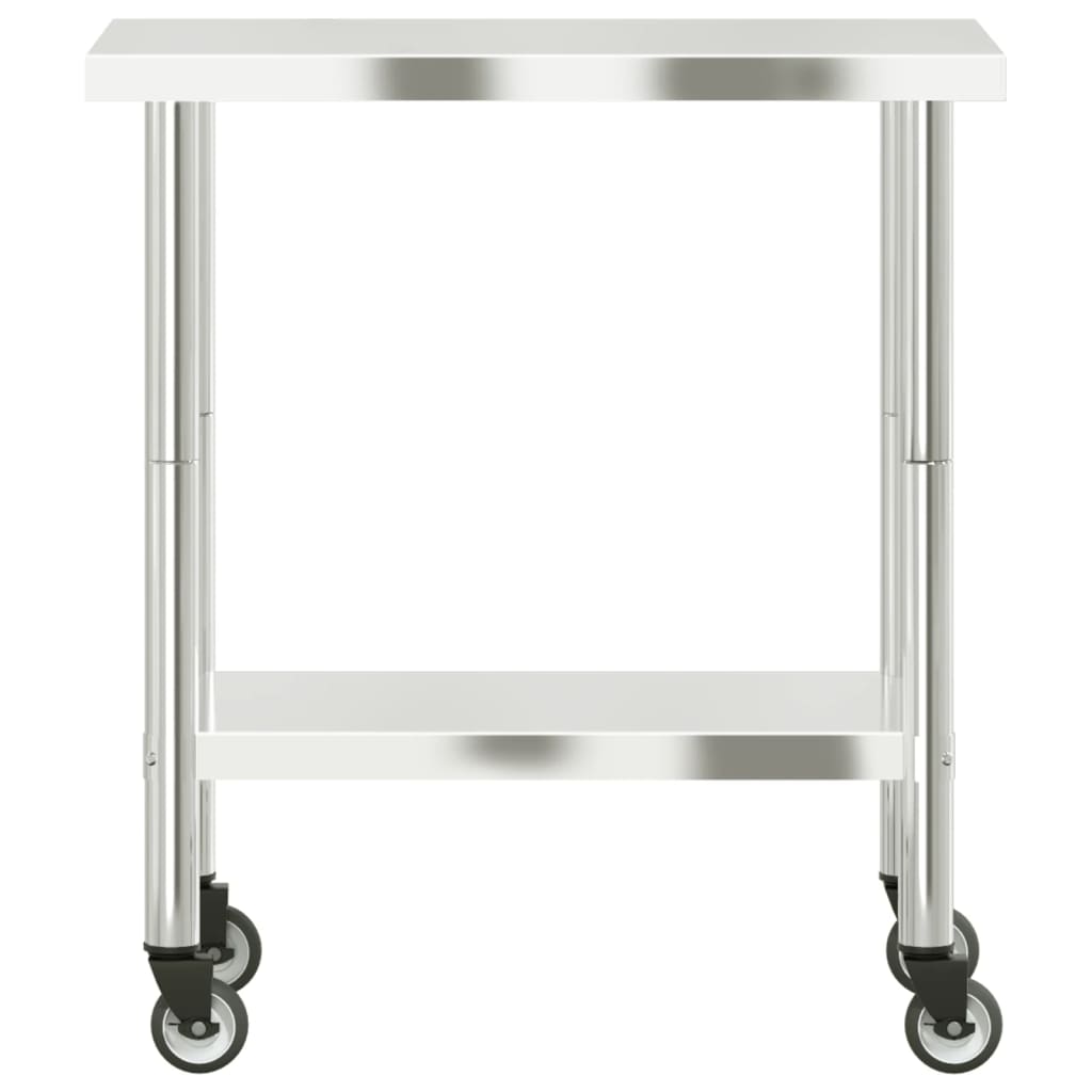 vidaXL Masă de lucru bucătărie cu roți, 82,5x55x85 cm, oțel inoxidabil vidaXL Masă de lucru bucătărie cu roți, 82,5x55x85 cm, oțel inoxidabil