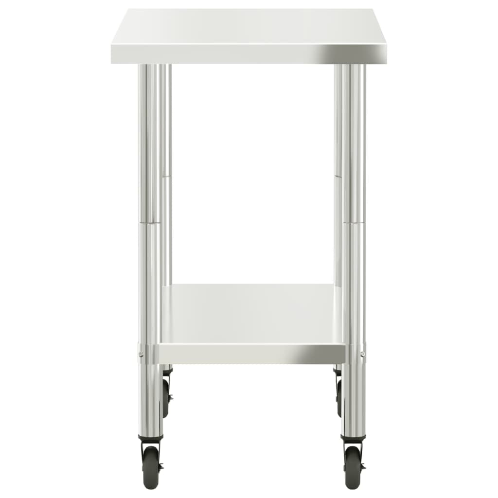 vidaXL Masă de lucru bucătărie cu roți, 82,5x55x85 cm, oțel inoxidabil vidaXL Masă de lucru bucătărie cu roți, 82,5x55x85 cm, oțel inoxidabil