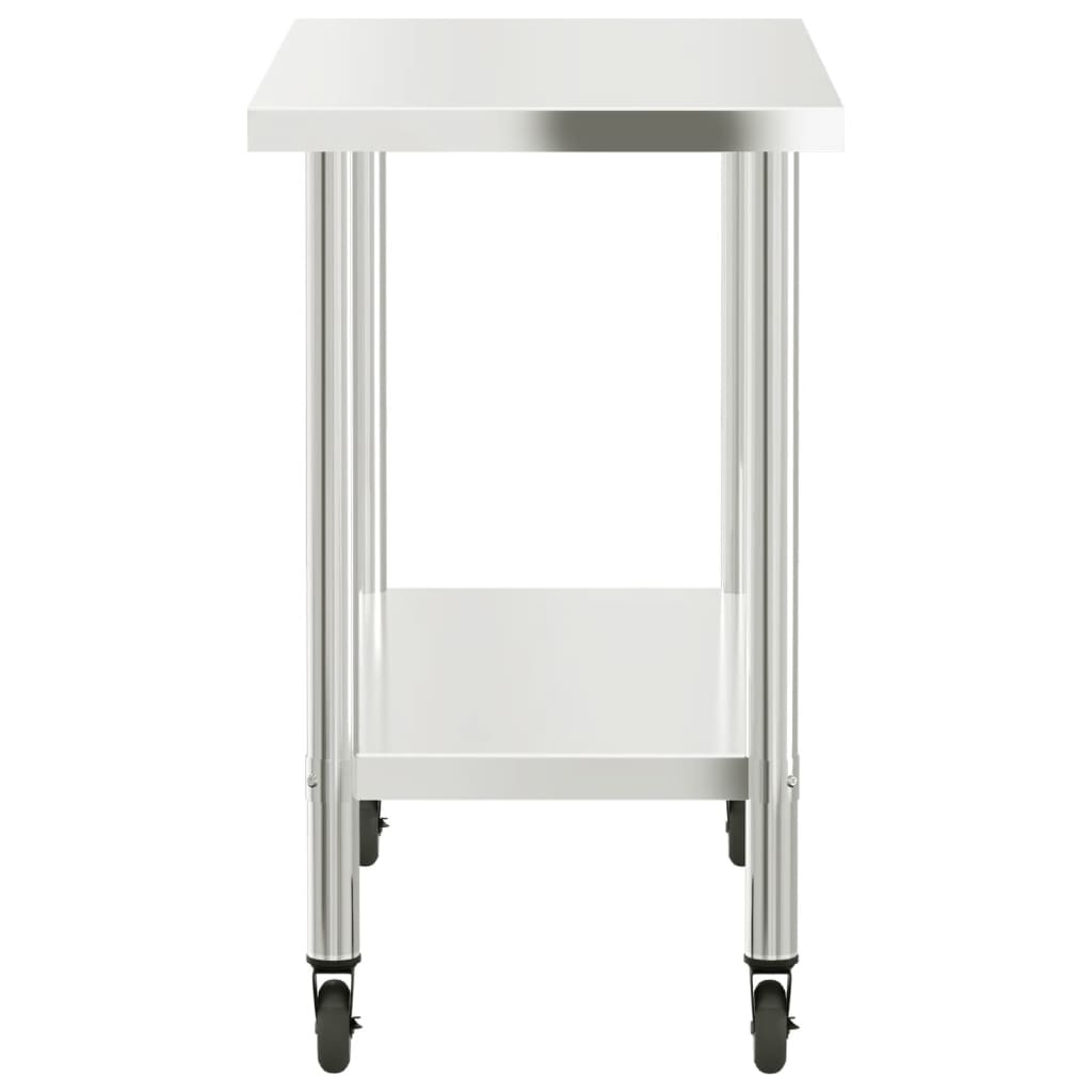vidaXL Masă de lucru bucătărie cu roți, 110x55x85 cm, oțel inoxidabil vidaXL Masă de lucru bucătărie cu roți, 110x55x85 cm, oțel inoxidabil