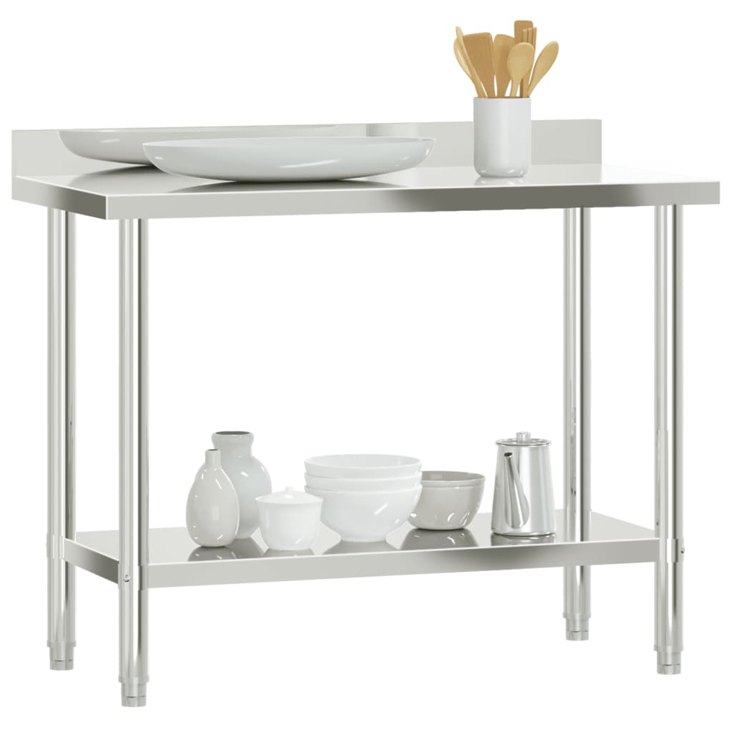 vidaXL Masă de lucru bucătărie bordură antistropire 110x55x93 cm oțel vidaXL Masă de lucru bucătărie bordură antistropire 110x55x93 cm oțel