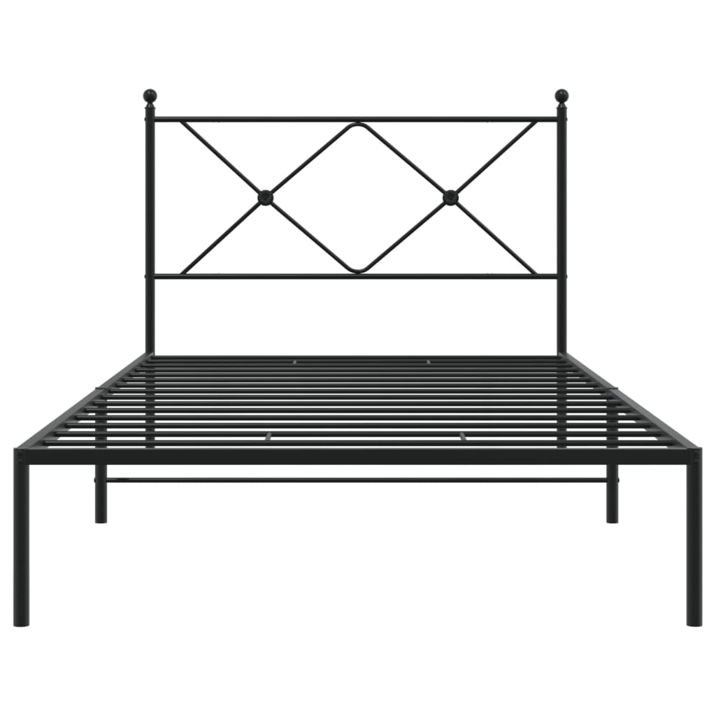 vidaXL Cadru de pat din metal cu tăblie, negru, 100x200 cm