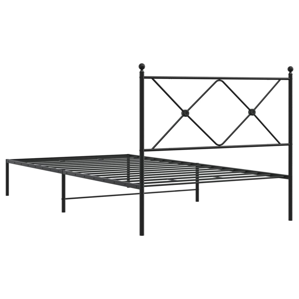 vidaXL Cadru de pat din metal cu tăblie, negru, 100x200 cm