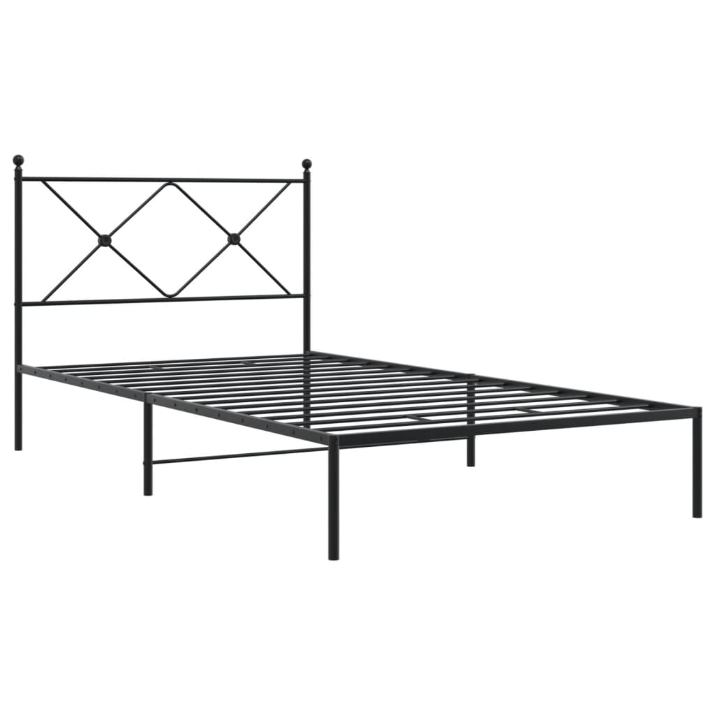 vidaXL Cadru de pat din metal cu tăblie, negru, 107x203 cm