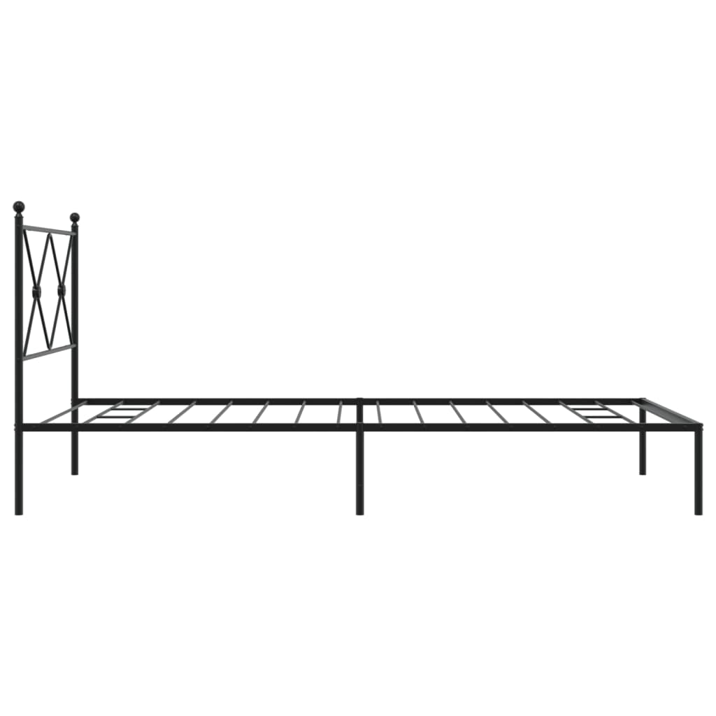 vidaXL Cadru de pat din metal cu tăblie, negru, 107x203 cm