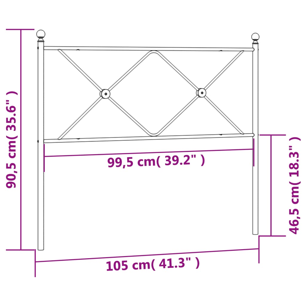 vidaXL Tăblie de pat metalică, negru, 100 cm vidaXL Tăblie de pat metalică, negru, 100 cm