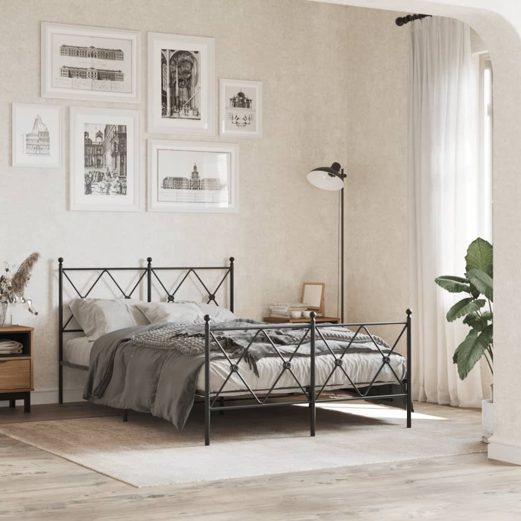 vidaXL Tăblie de pat metalică, negru, 120 cm vidaXL Tăblie de pat metalică, negru, 120 cm