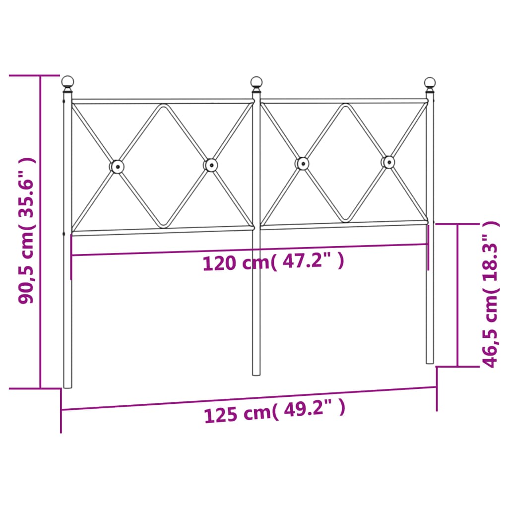 vidaXL Tăblie de pat metalică, negru, 120 cm vidaXL Tăblie de pat metalică, negru, 120 cm