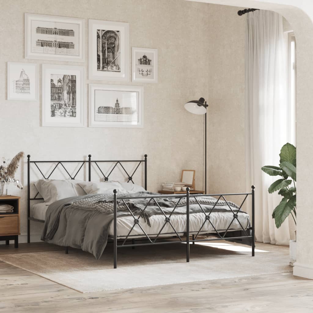 vidaXL Tăblie de pat metalică, negru, 140 cm vidaXL Tăblie de pat metalică, negru, 140 cm