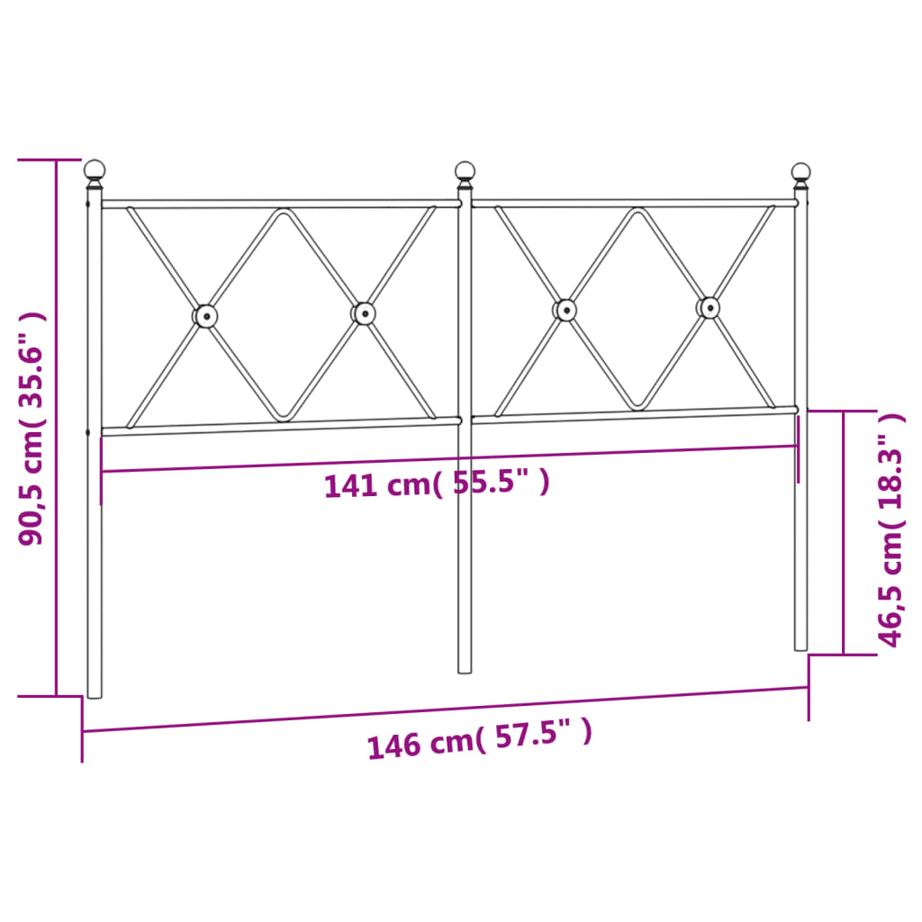 vidaXL Tăblie de pat metalică, negru, 140 cm vidaXL Tăblie de pat metalică, negru, 140 cm