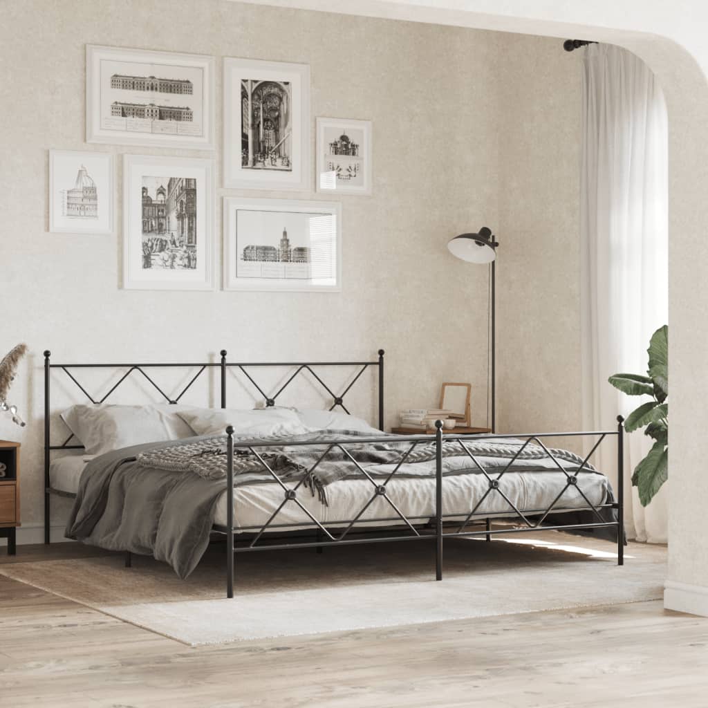 vidaXL Tăblie de pat metalică, negru, 180 cm vidaXL Tăblie de pat metalică, negru, 180 cm