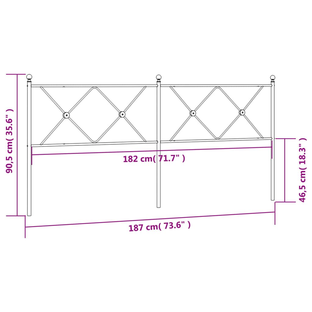 vidaXL Tăblie de pat metalică, negru, 180 cm vidaXL Tăblie de pat metalică, negru, 180 cm