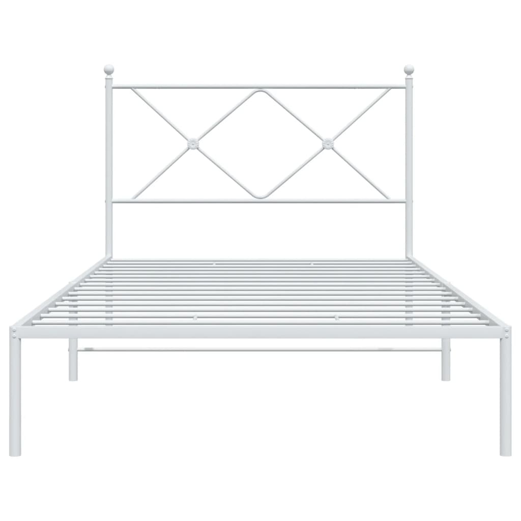 vidaXL Cadru de pat din metal cu tăblie, alb, 100x200 cm