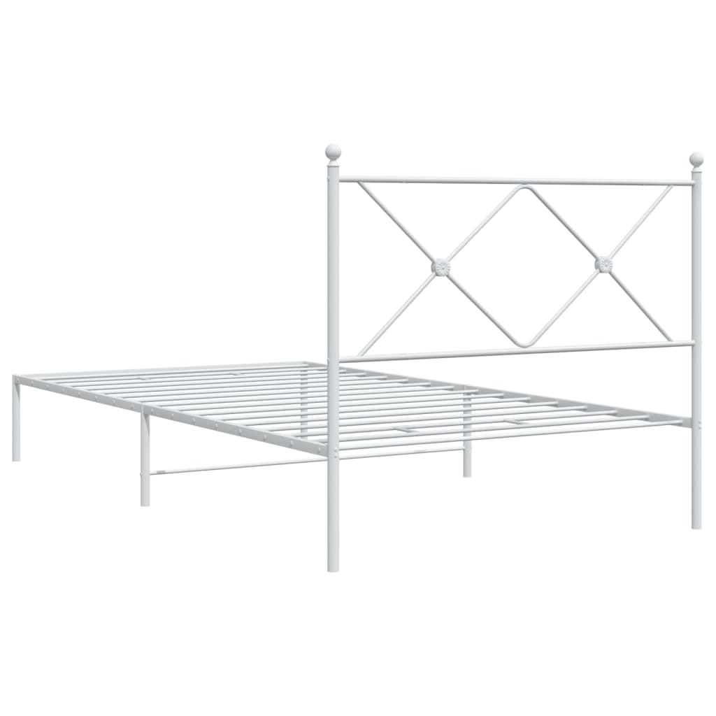 vidaXL Cadru de pat din metal cu tăblie, alb, 100x200 cm