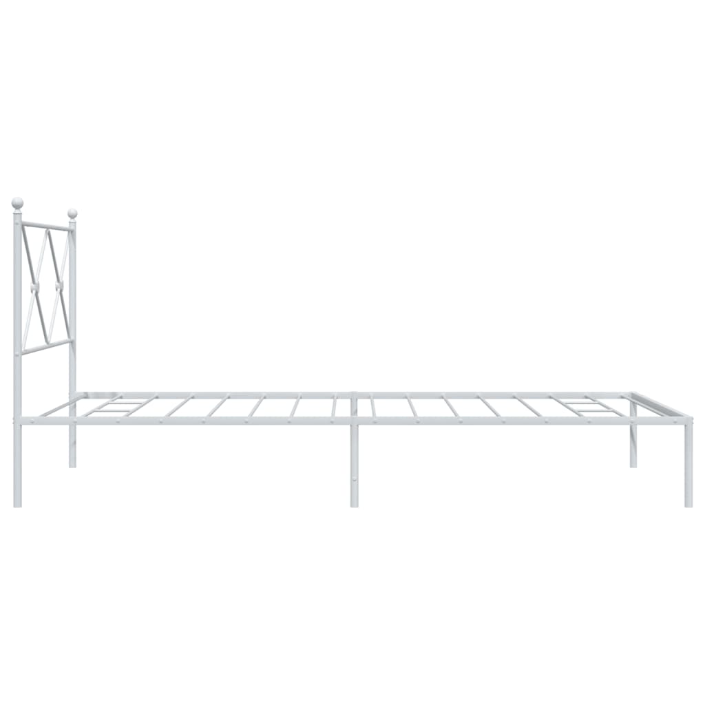 vidaXL Cadru de pat din metal cu tăblie, alb, 107x203 cm