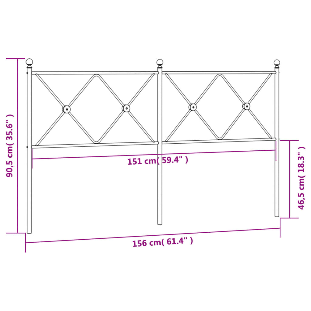 vidaXL Tăblie de pat metalică, alb, 150 cm