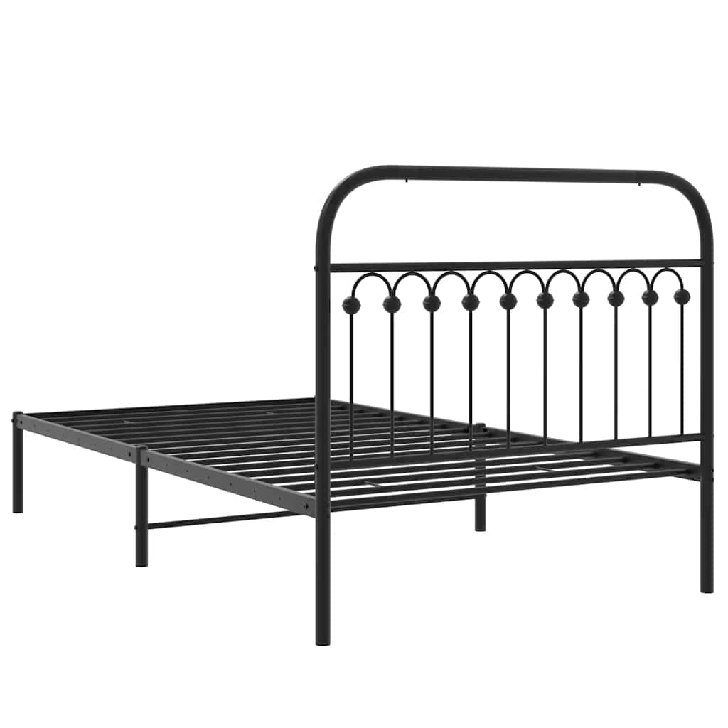 vidaXL Cadru de pat din metal cu tăblie, negru, 107x203 cm