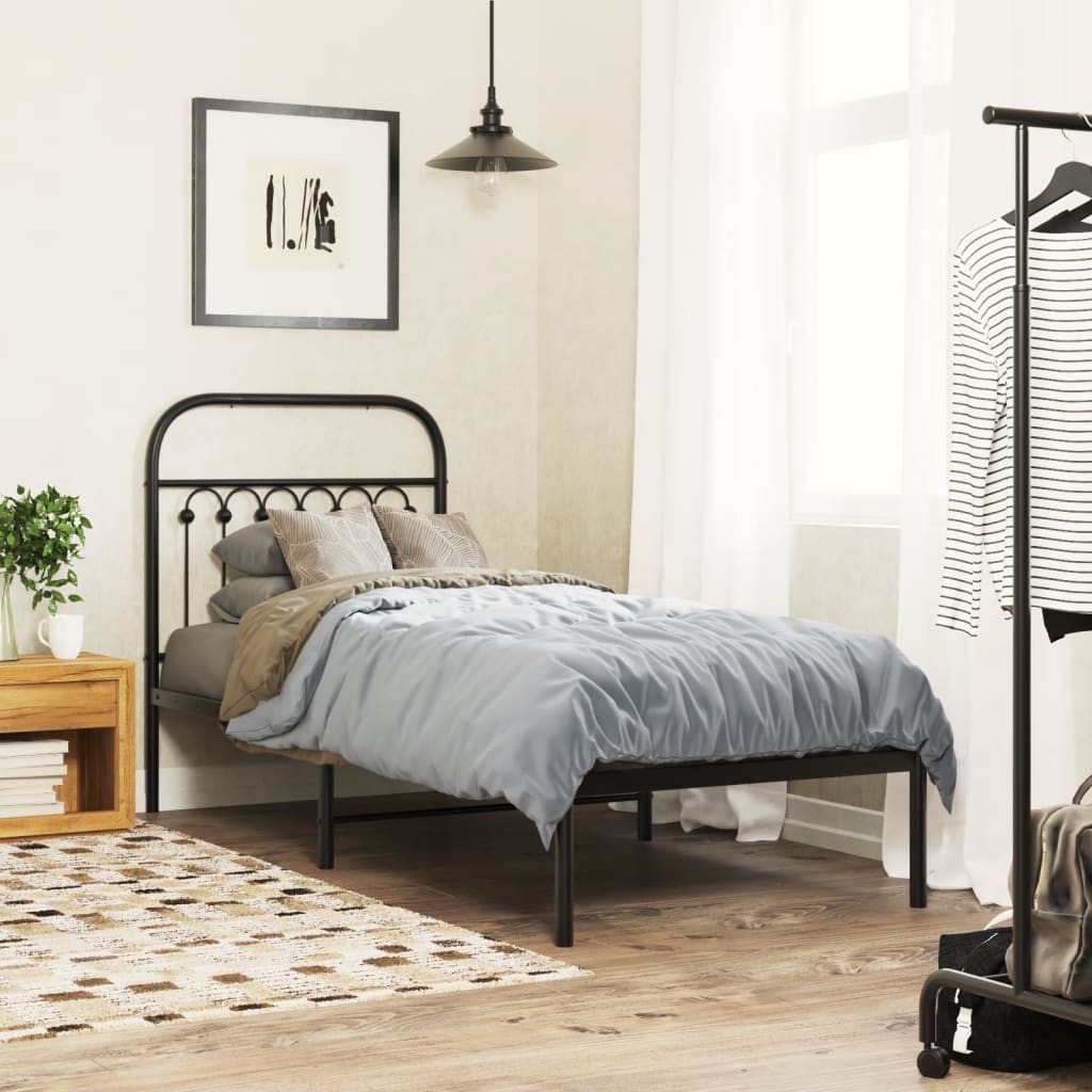 vidaXL Tăblie de pat metalică, negru, 80 cm
