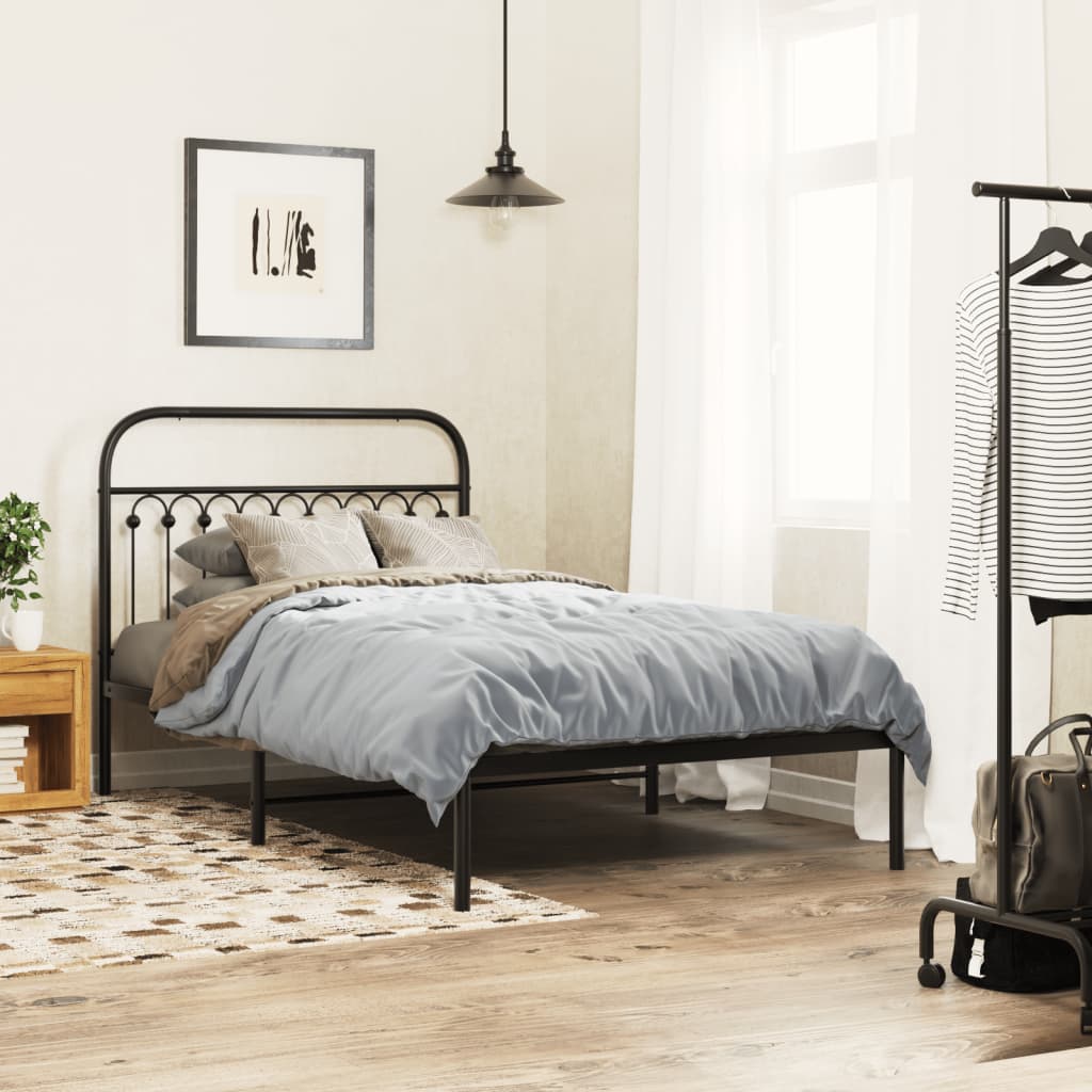 vidaXL Tăblie de pat metalică, negru, 107 cm vidaXL Tăblie de pat metalică, negru, 107 cm