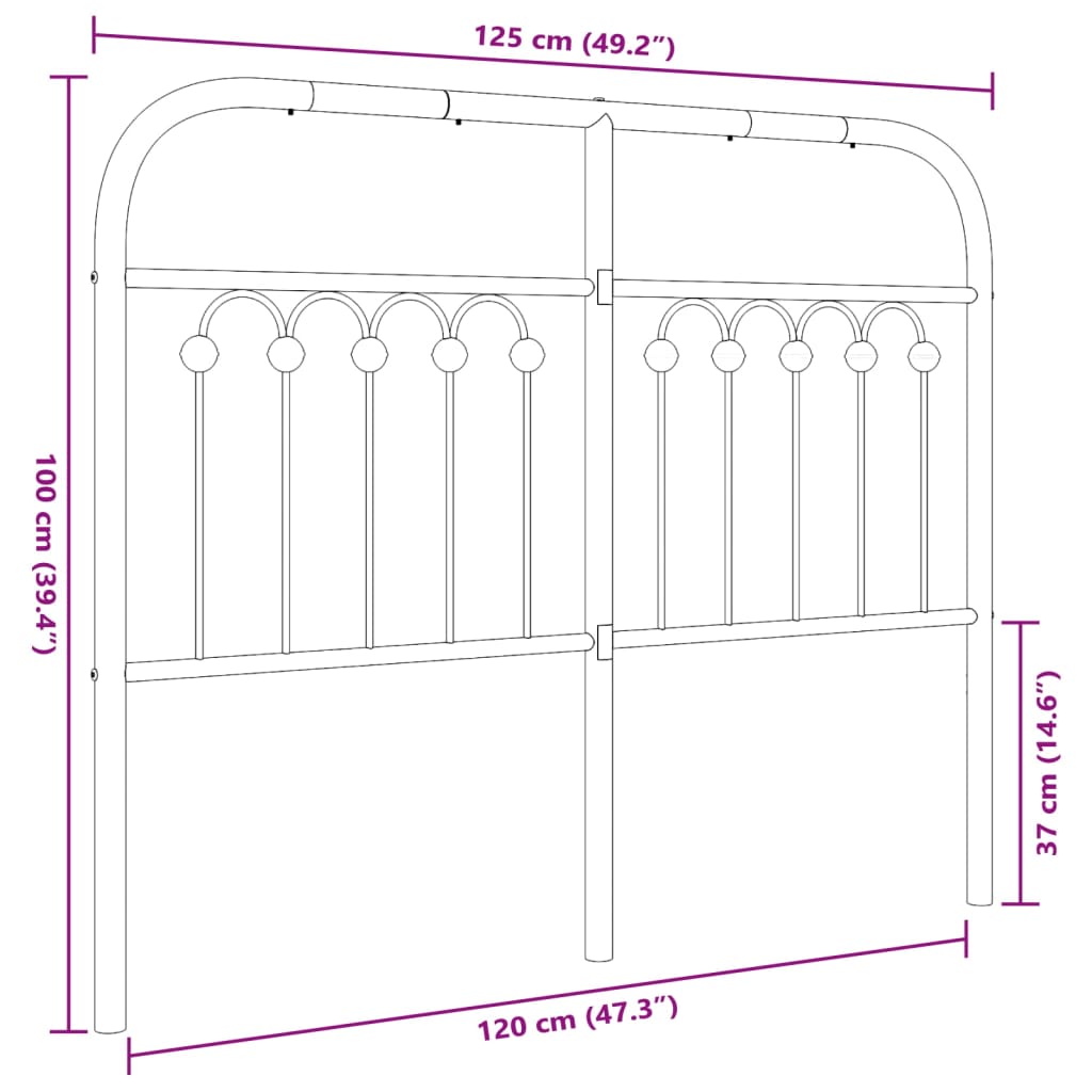 vidaXL Tăblie de pat metalică, negru, 120 cm vidaXL Tăblie de pat metalică, negru, 120 cm