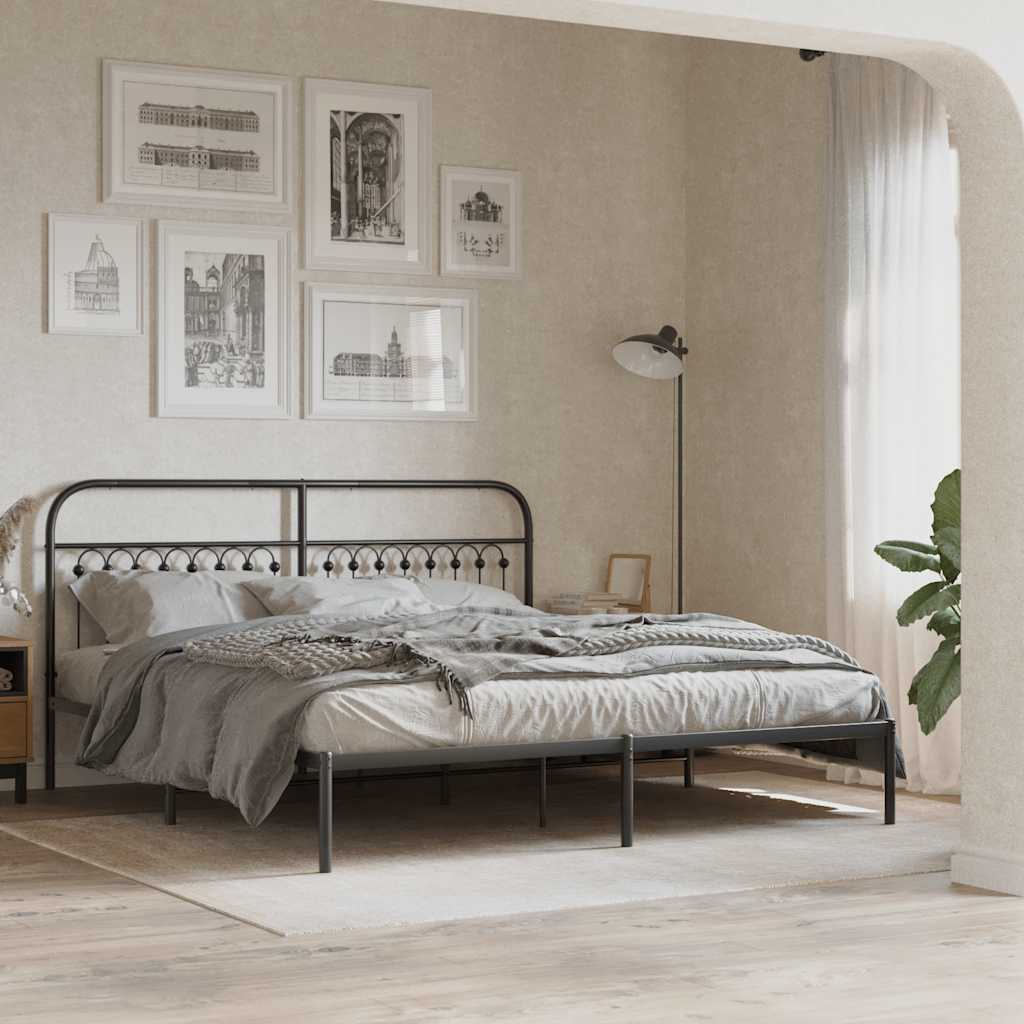 vidaXL Tăblie de pat metalică, negru, 180 cm