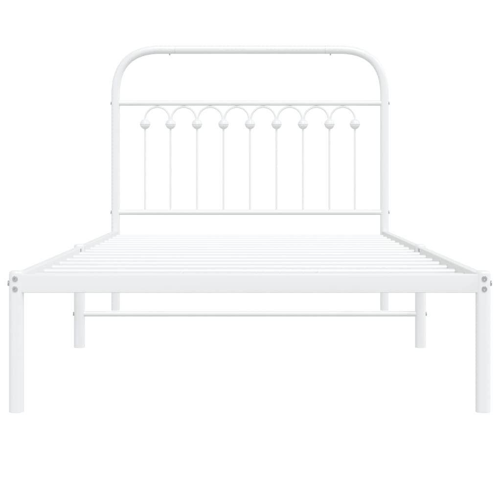 vidaXL Cadru de pat din metal cu tăblie, alb, 100x200 cm