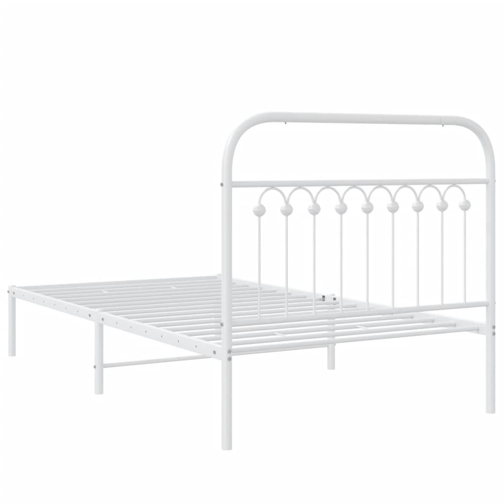 vidaXL Cadru de pat din metal cu tăblie, alb, 100x200 cm