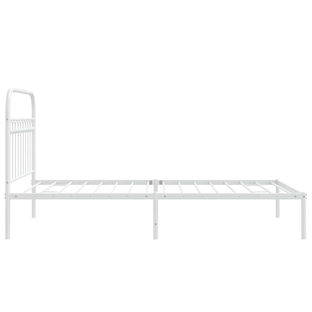vidaXL Cadru de pat din metal cu tăblie, alb, 107x203 cm