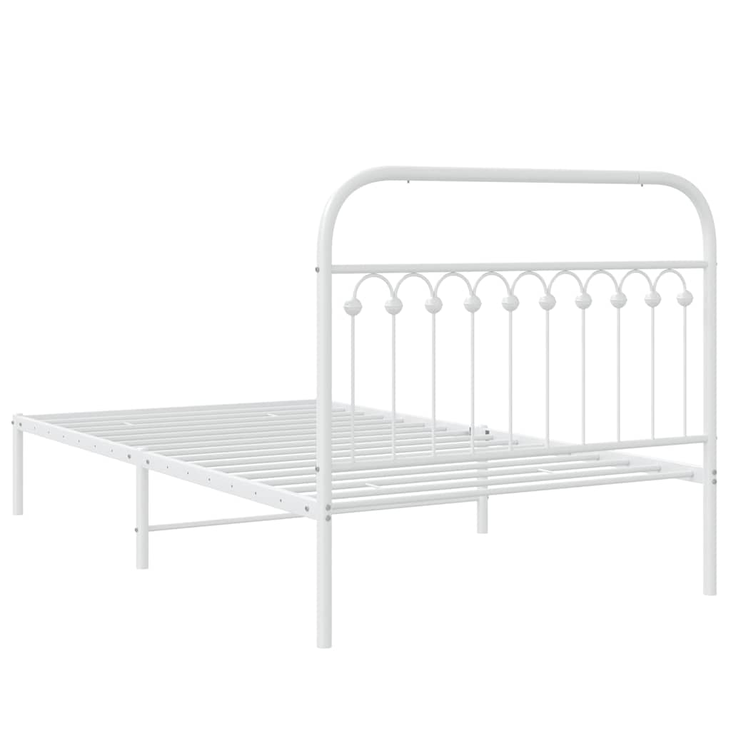 vidaXL Cadru de pat din metal cu tăblie, alb, 107x203 cm
